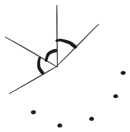 The angles formed when multiple polygons are meeting at a vertex